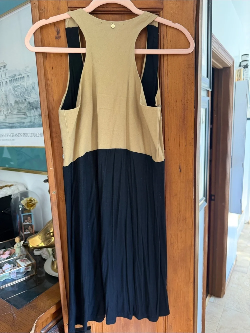 T-Bags Beaded Tank Maxi Dress - Tan & Black